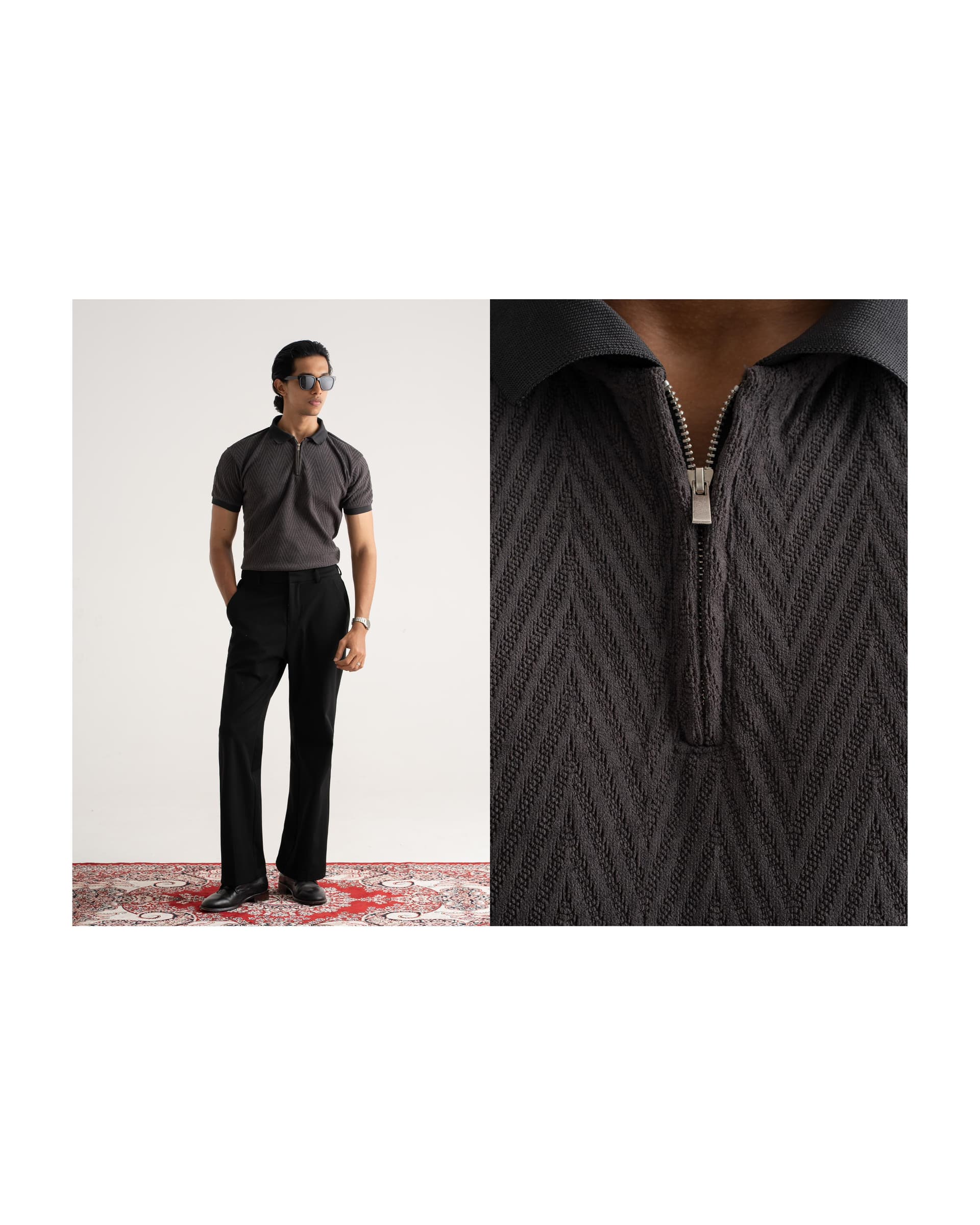 Charcoal Chevron Polo